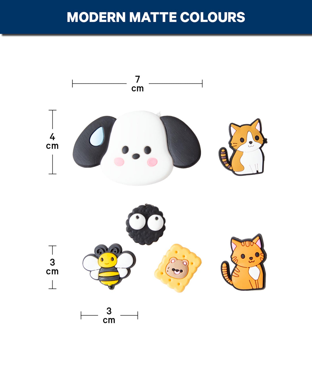 Breloques, silicone, animaux, 6 pcs, sans BPA