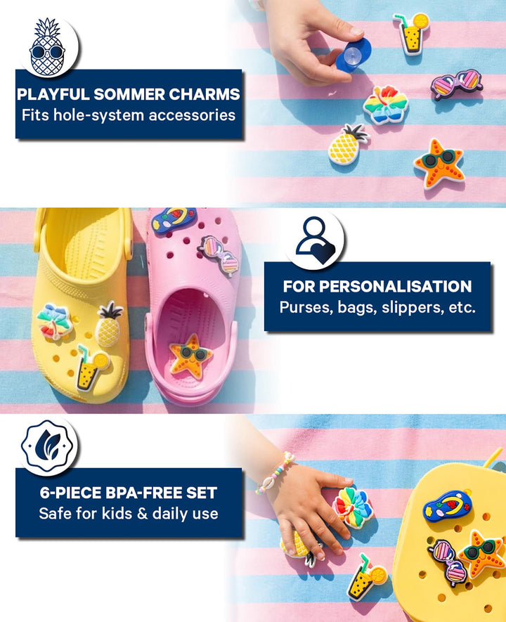 Charms, silicone, summer, 6 pcs., BPA-free