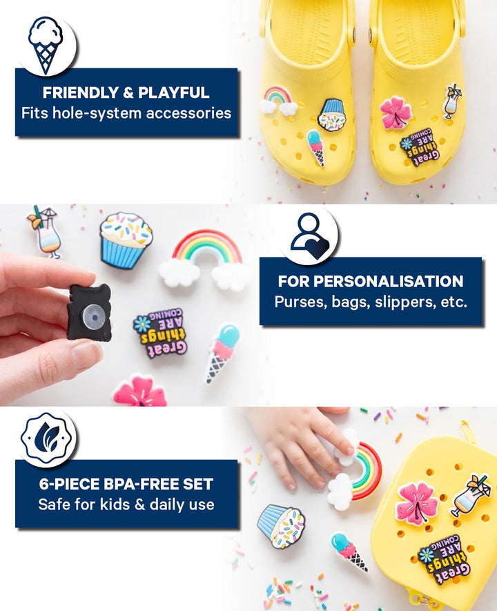 Charms,Silikon, Gute Laune, 6 Stk., BPA frei