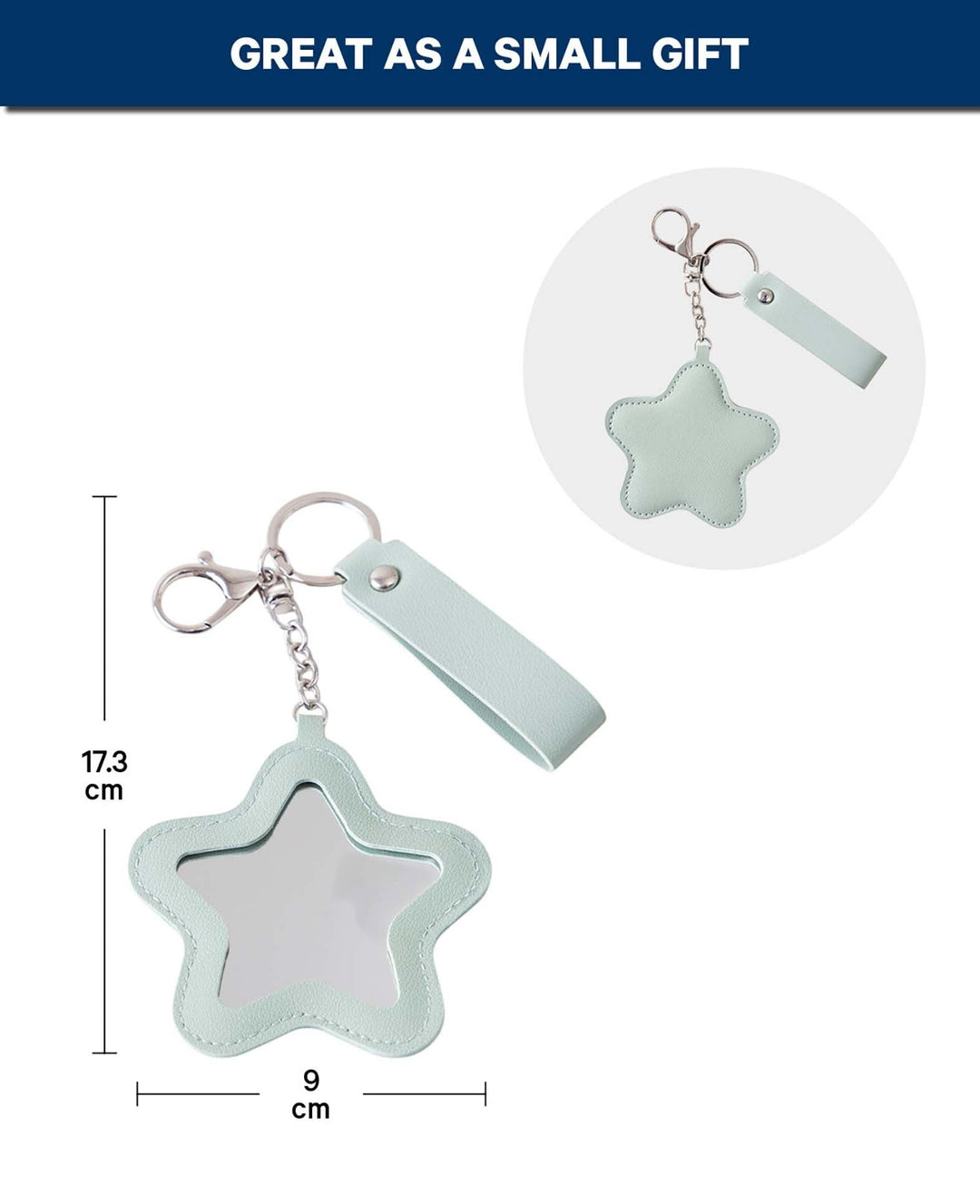 Bag charm star with mirror, mint, 9×17.3 cm