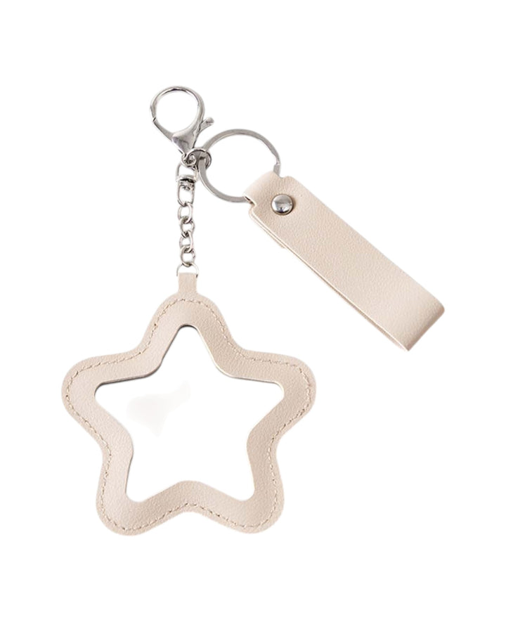 Star Bag Charm with Mirror, Beige, 9×17.3 cm