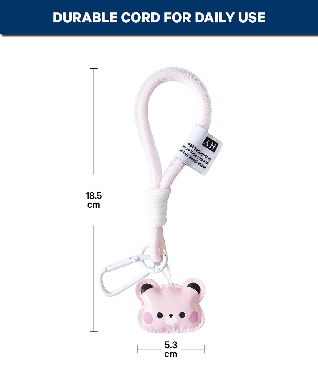 Bag Charm Bear, Pink, 5.3×18.5 cm