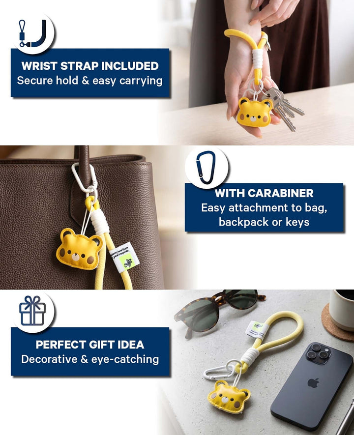 Bag Charm Bear, Yellow, 5.3×18.5 cm