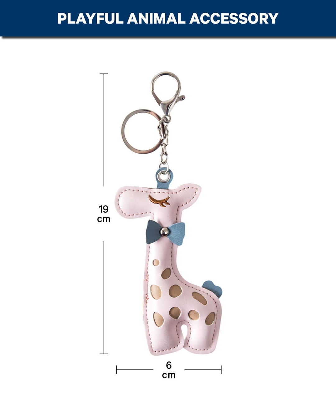 Giraffe Bag Charm, Pink, 6×12.5 cm