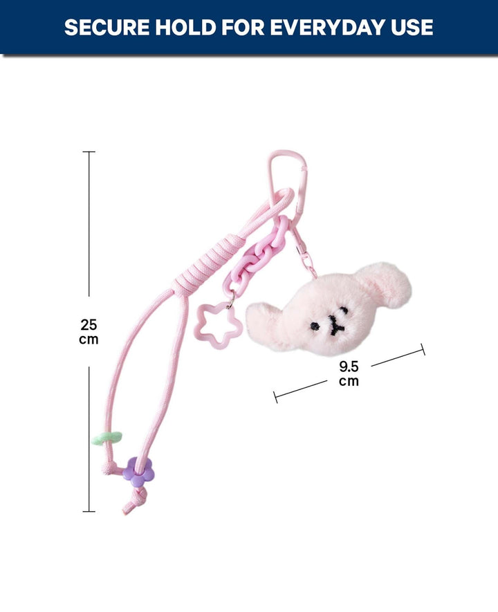 Plush Bear Bag Charm, Pink, 7×15 cm