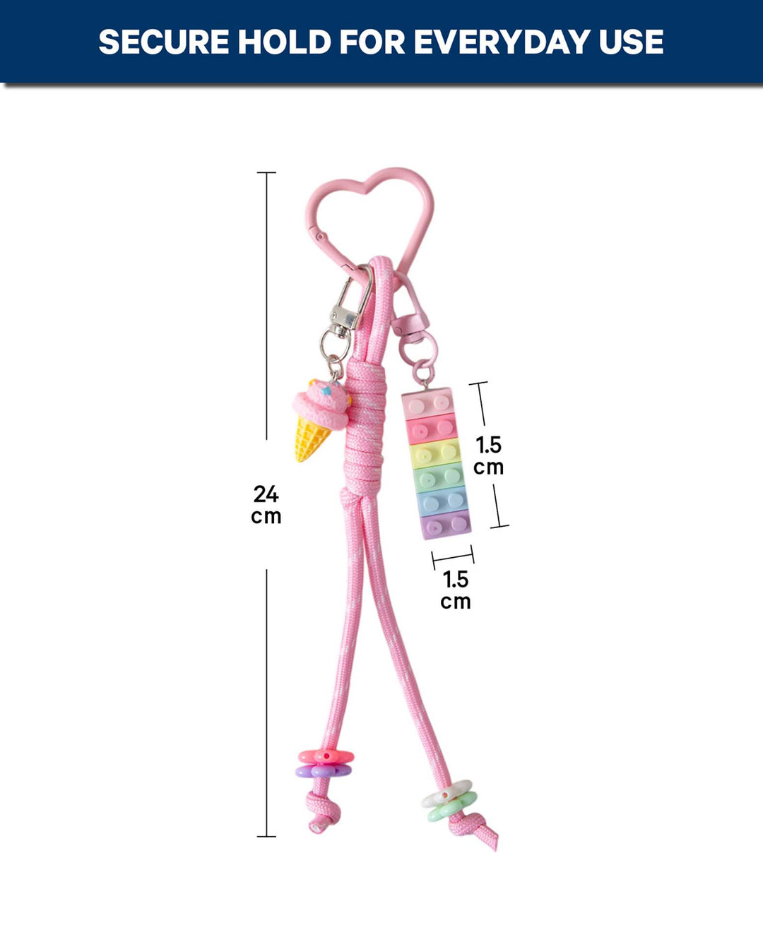 Taschenanhänger Eis, Rosa/Bunt, 4.5×15 cm