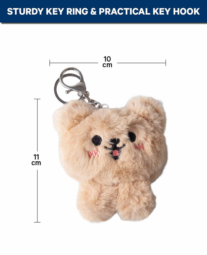 Plush Dog Bag Charm, 11 x 10 cm, with Key Ring and Hook