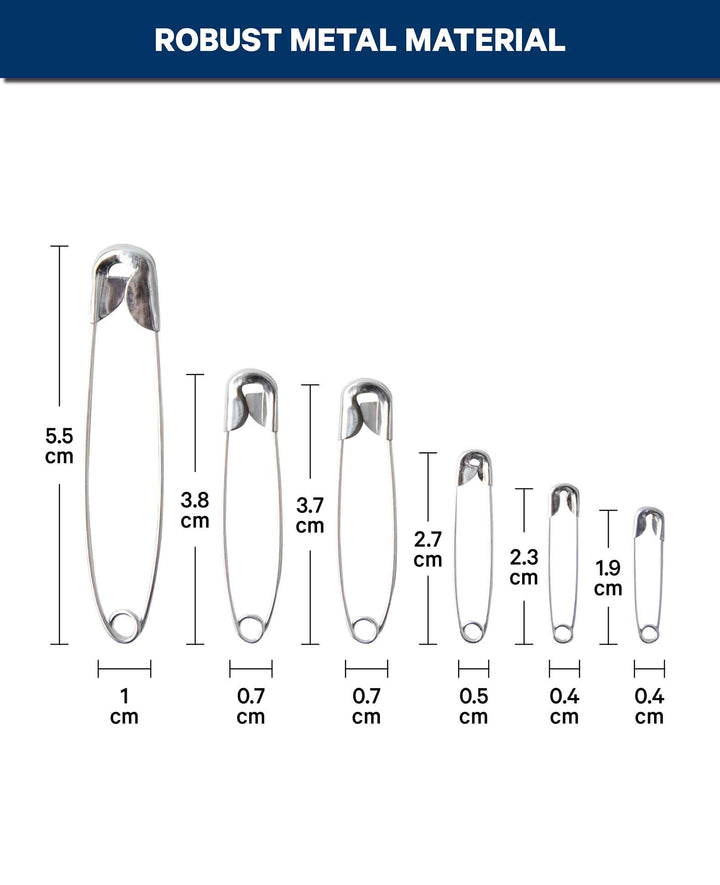 Safety pin set with sizes from 15 mm to 40 mm, 86 pieces