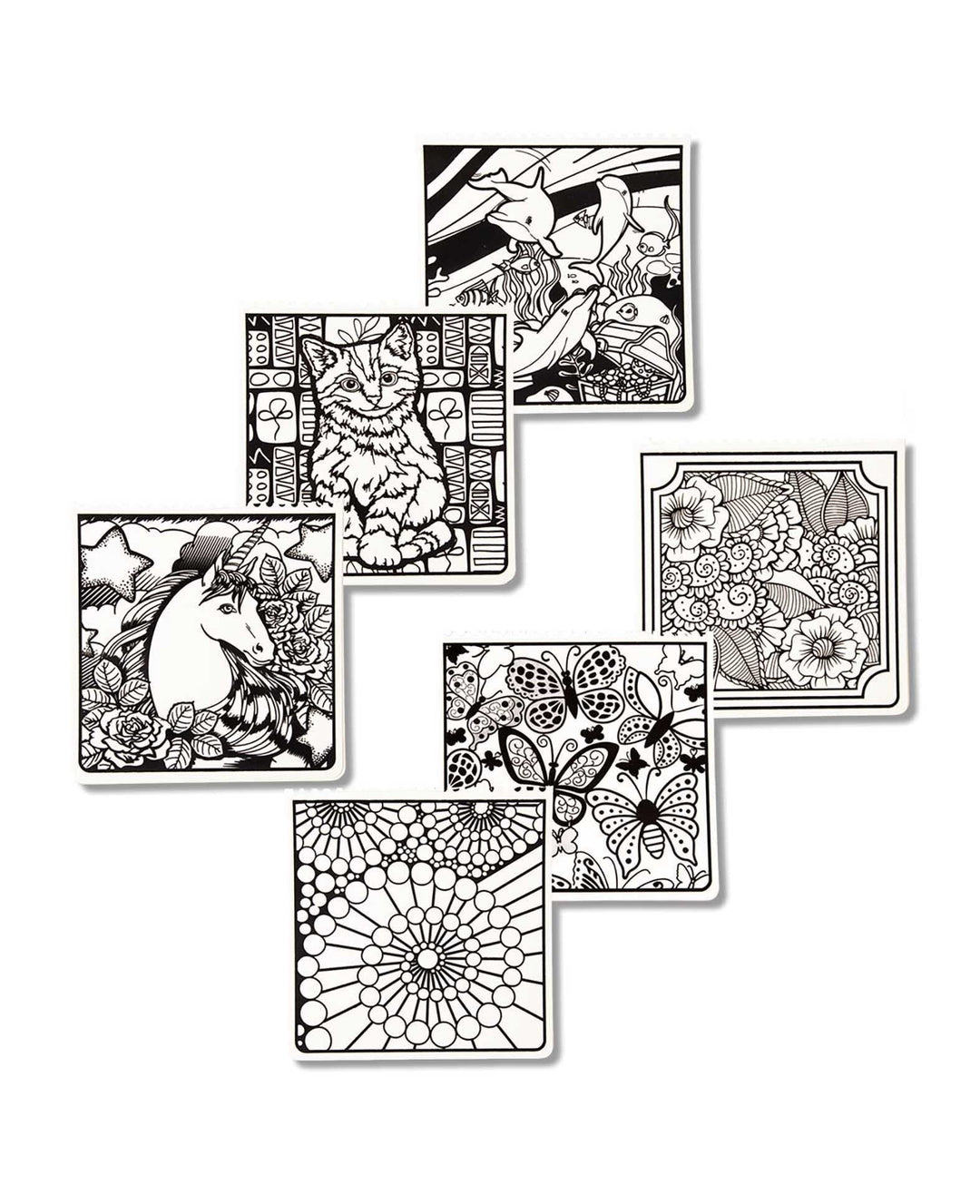 Coloring Set Velvet, 6 Sheets &amp; 5 Pens