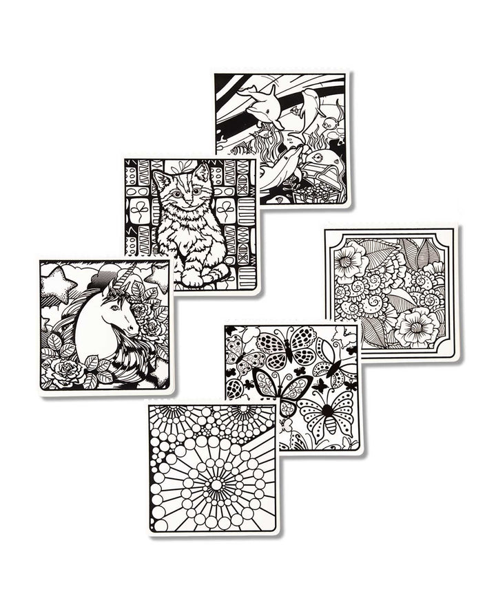 Coloring Set Velvet, 6 Sheets &amp; 5 Pens