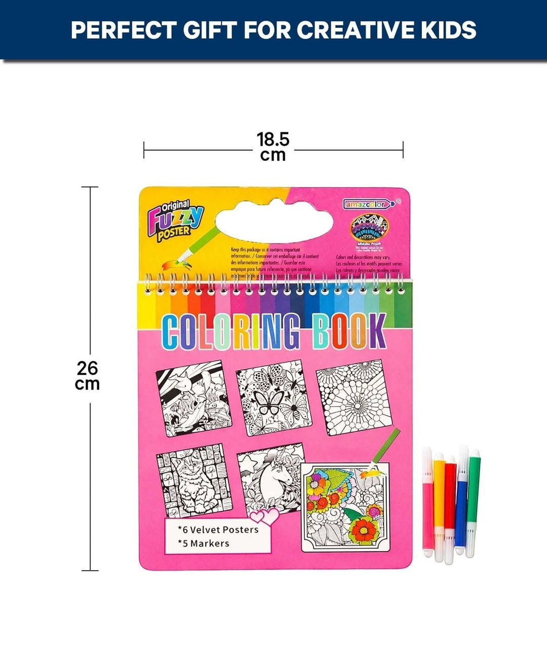 Coloring Set Velvet, 6 Sheets &amp; 5 Pens