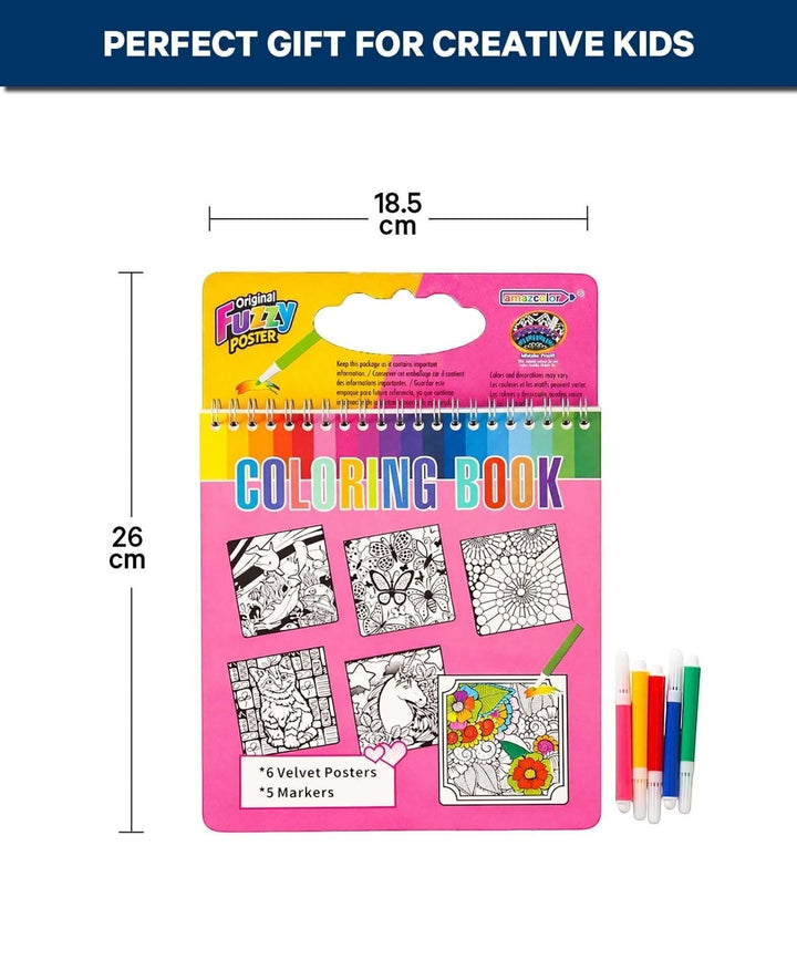 Coloring Set Velvet, 6 Sheets &amp; 5 Pens