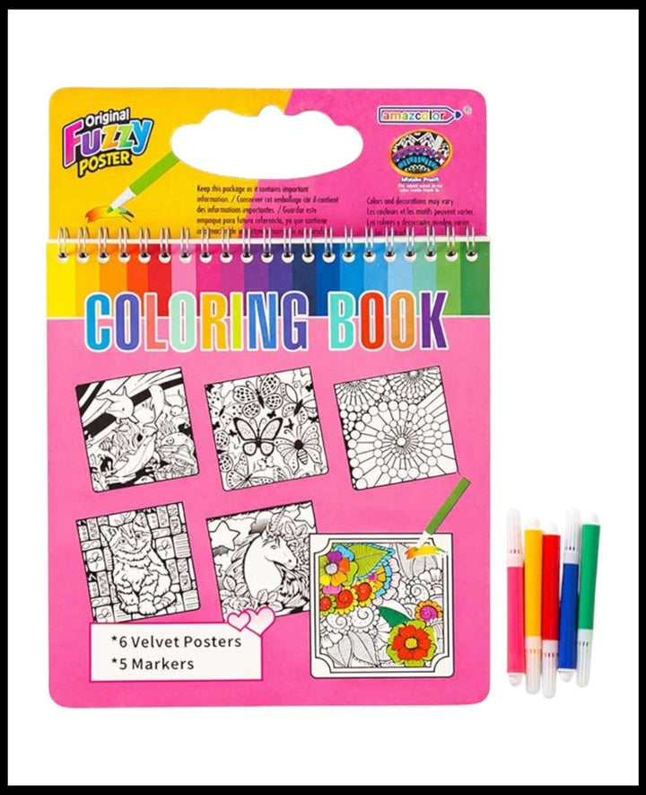 Coloring Set Velvet, 6 Sheets &amp; 5 Pens