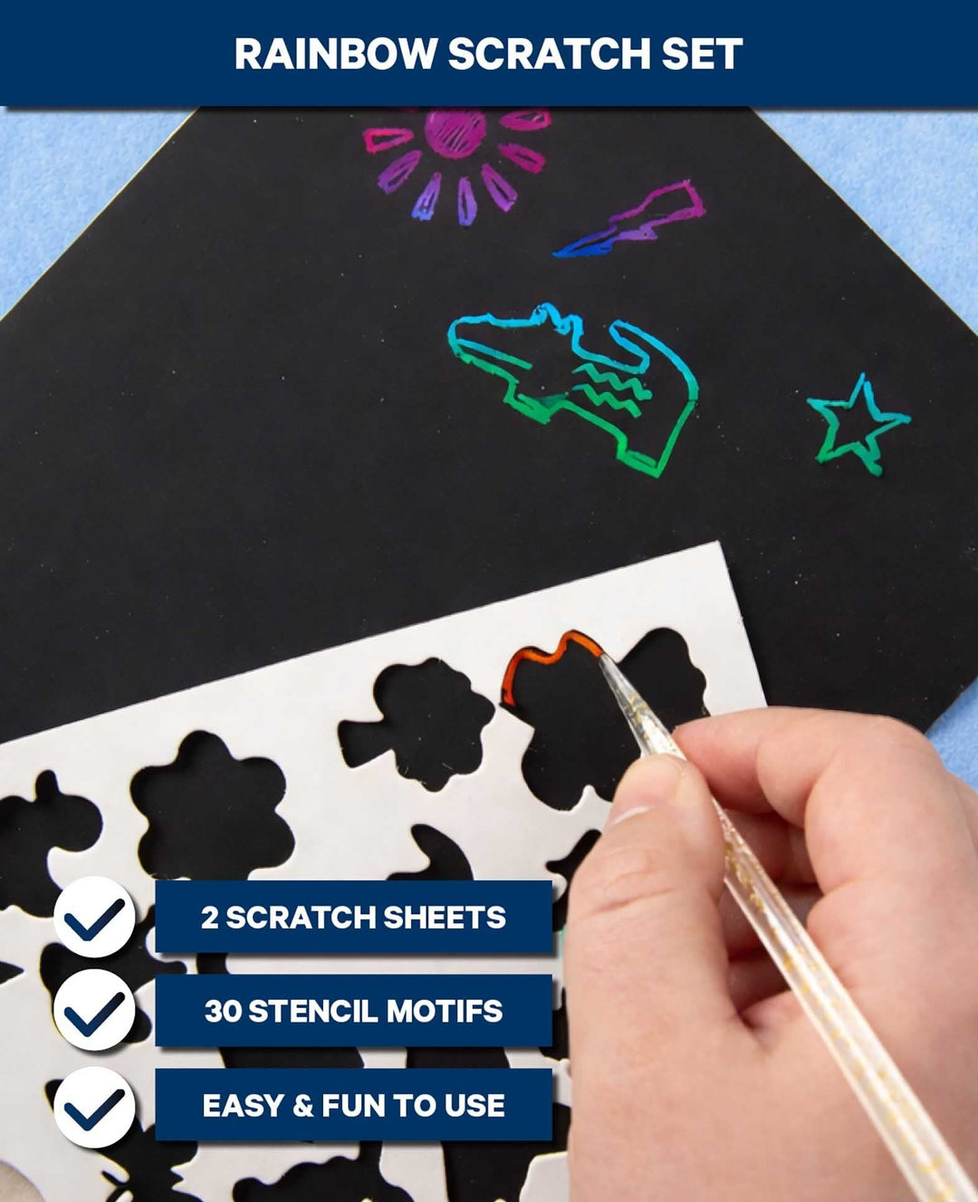 Scratch Art Set Rainbow, 30 Designs