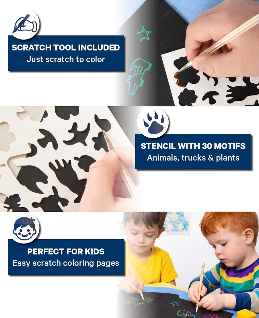Scratch Art Set Rainbow, 30 Designs