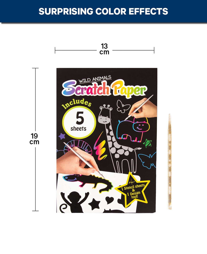 Scratch Art Paper for Kids, Jungle, 5 Sheets Incl. Stencil