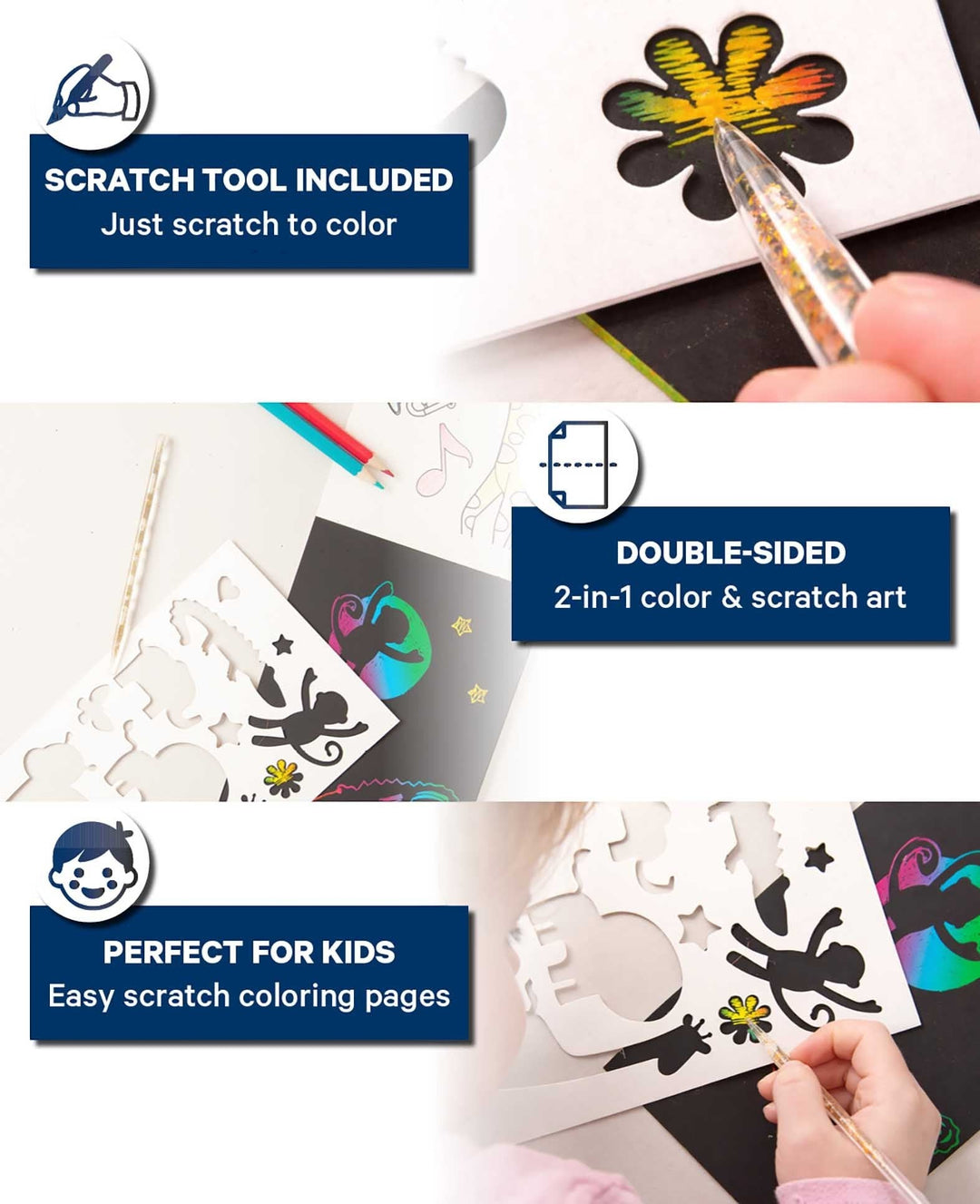 Scratch Art Paper for Kids, Jungle, 5 Sheets Incl. Stencil