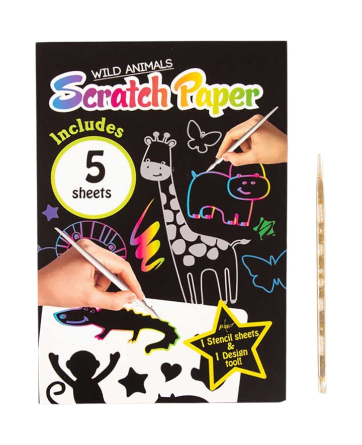 Scratch Art Paper for Kids, Jungle, 5 Sheets Incl. Stencil
