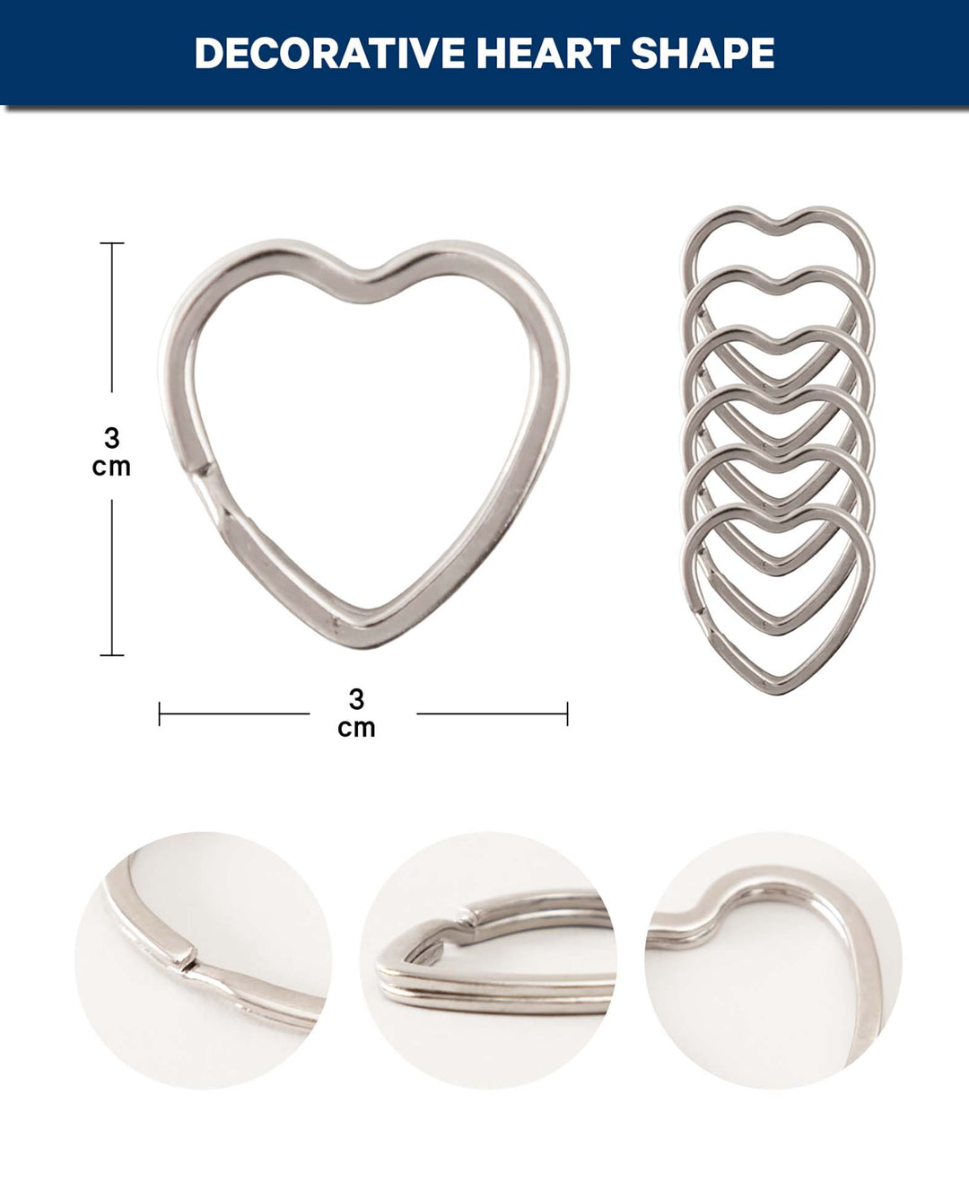 Schlüsselring Herz Metall, 6 Stk.