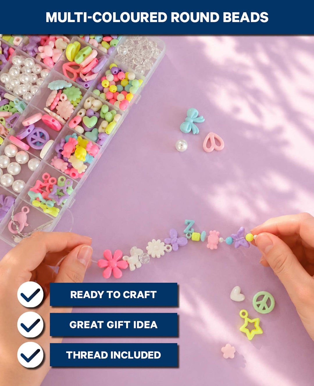 Perlenset mit Charms zum Schmuck basteln, Bunt