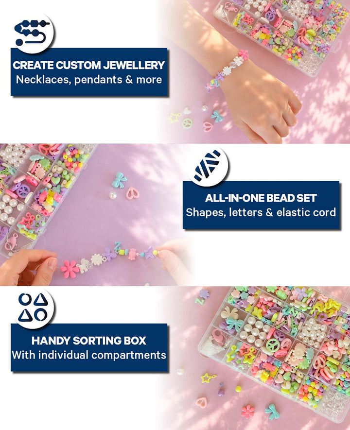 Perlenset mit Charms zum Schmuck basteln, Bunt