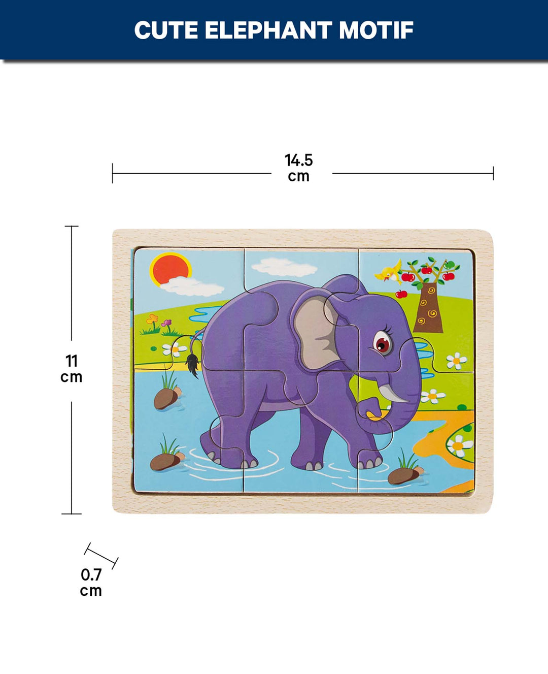 Holzpuzzle Elefant, 6 Teile