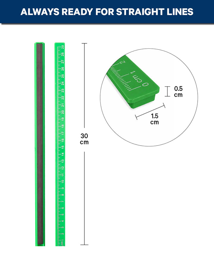 Magnetisches Lineal, Grün, 29 cm, 2 Stk.