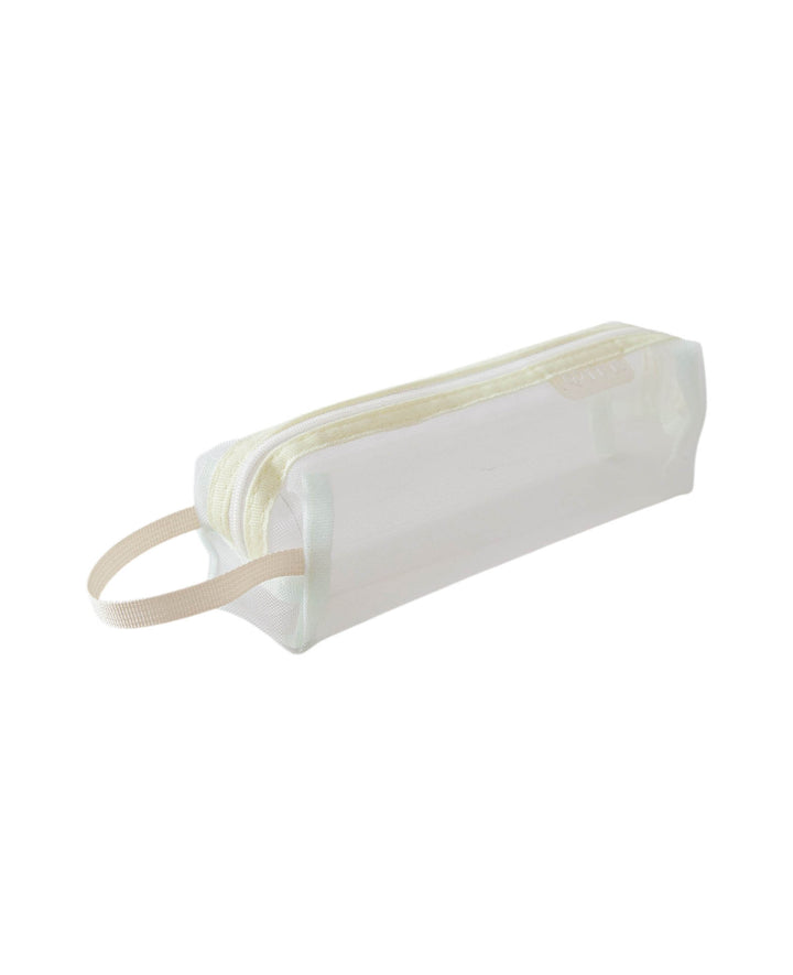 Stiftemäppchen transparent aus Netzmaterial, Zitron