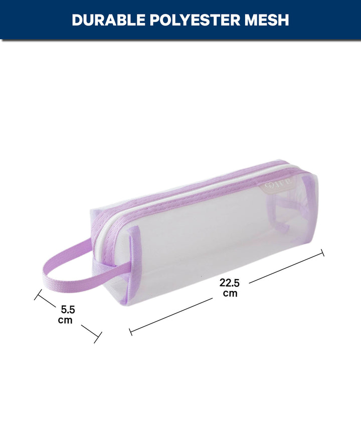 Stiftemäppchen transparent aus Netzmaterial, Violett