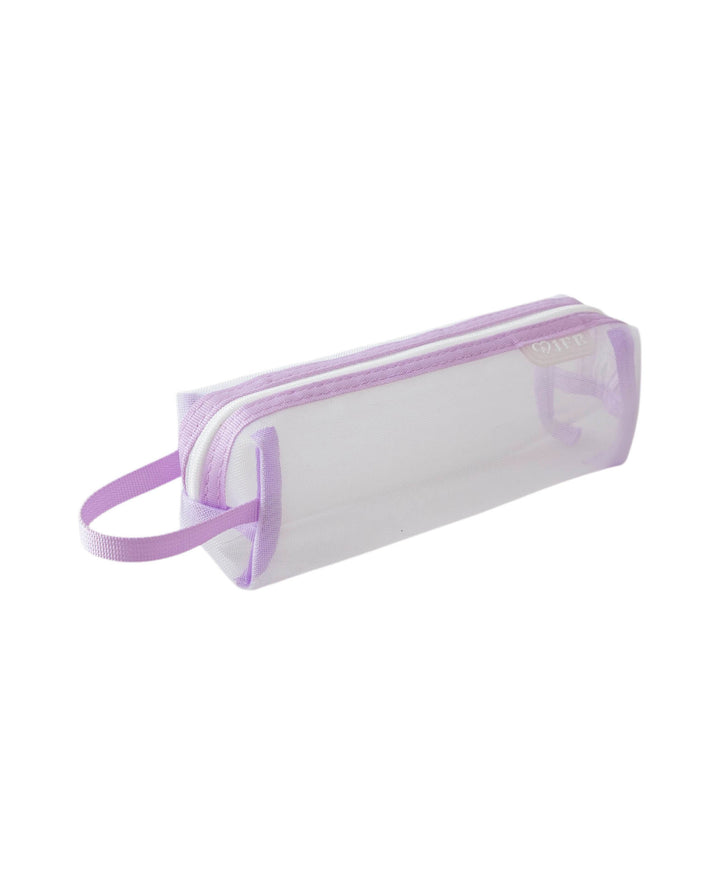 Stiftemäppchen transparent aus Netzmaterial, Violett