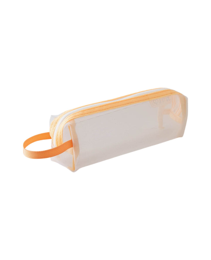 Stiftemäppchen transparent aus Netzmaterial, Orange