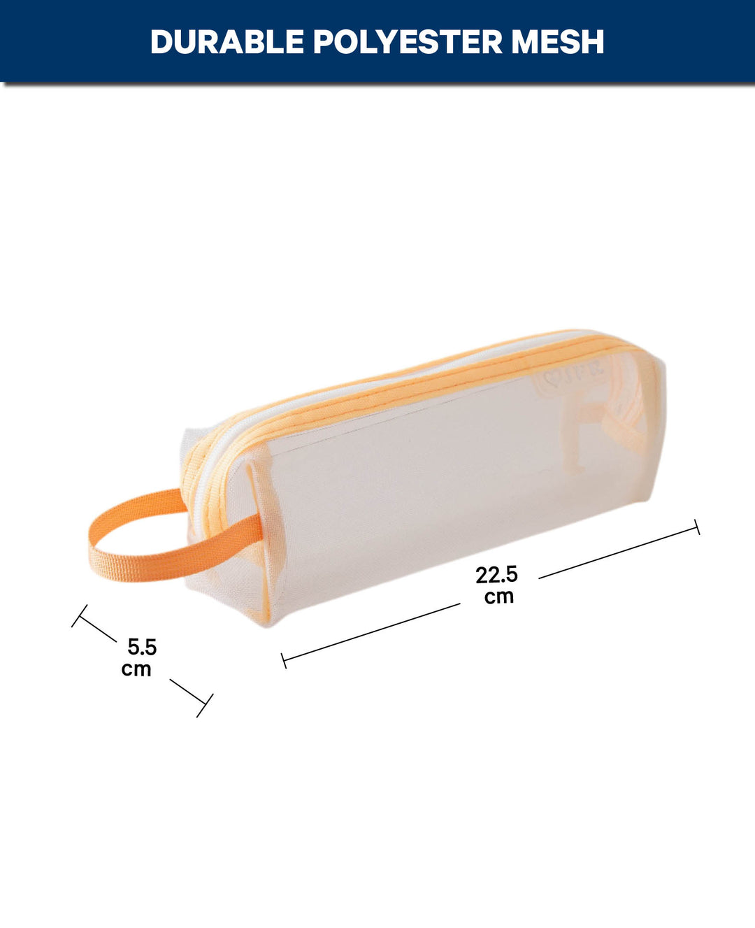 Stiftemäppchen transparent aus Netzmaterial, Orange