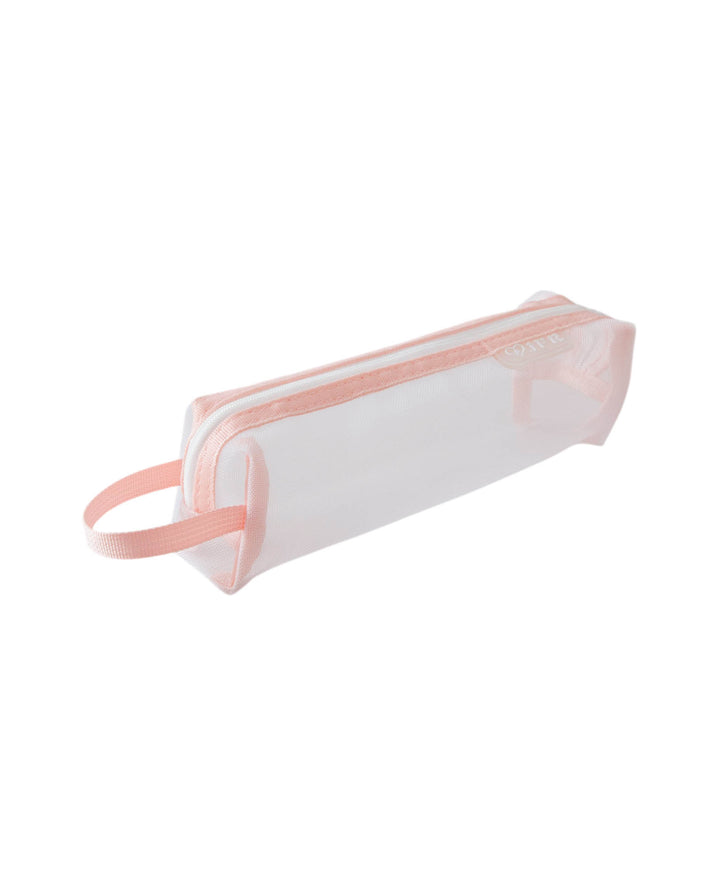 Stiftemäppchen transparent aus Netzmaterial, Rosa