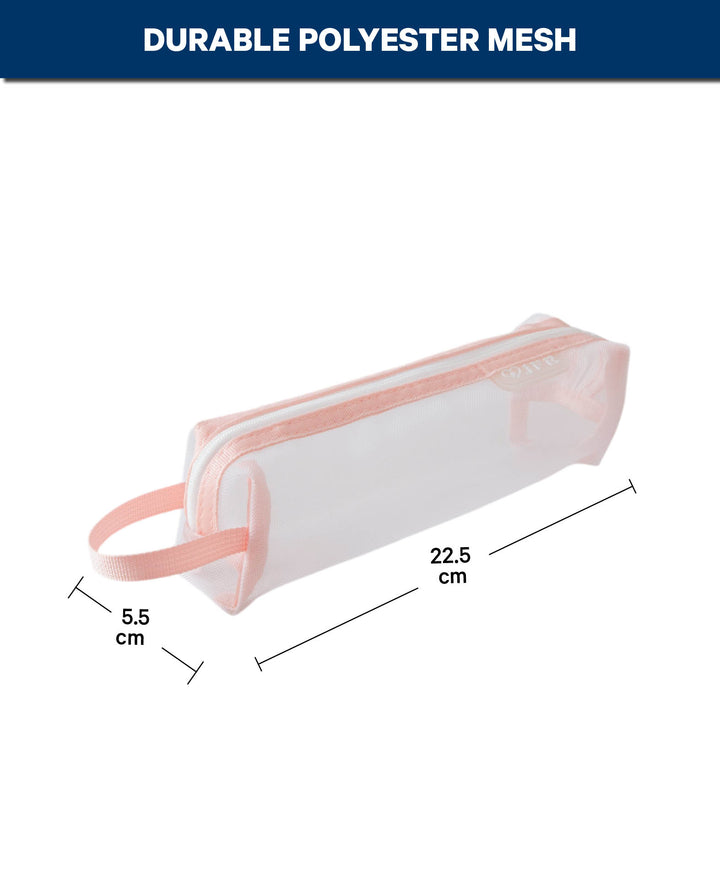 Stiftemäppchen transparent aus Netzmaterial, Rosa