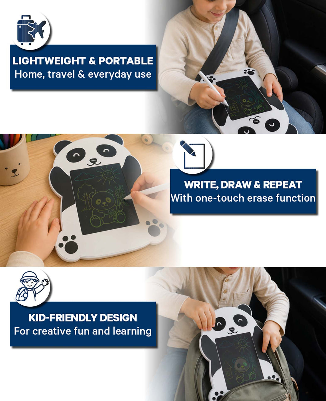 Magische LCD Schreibtafel gross, Panda