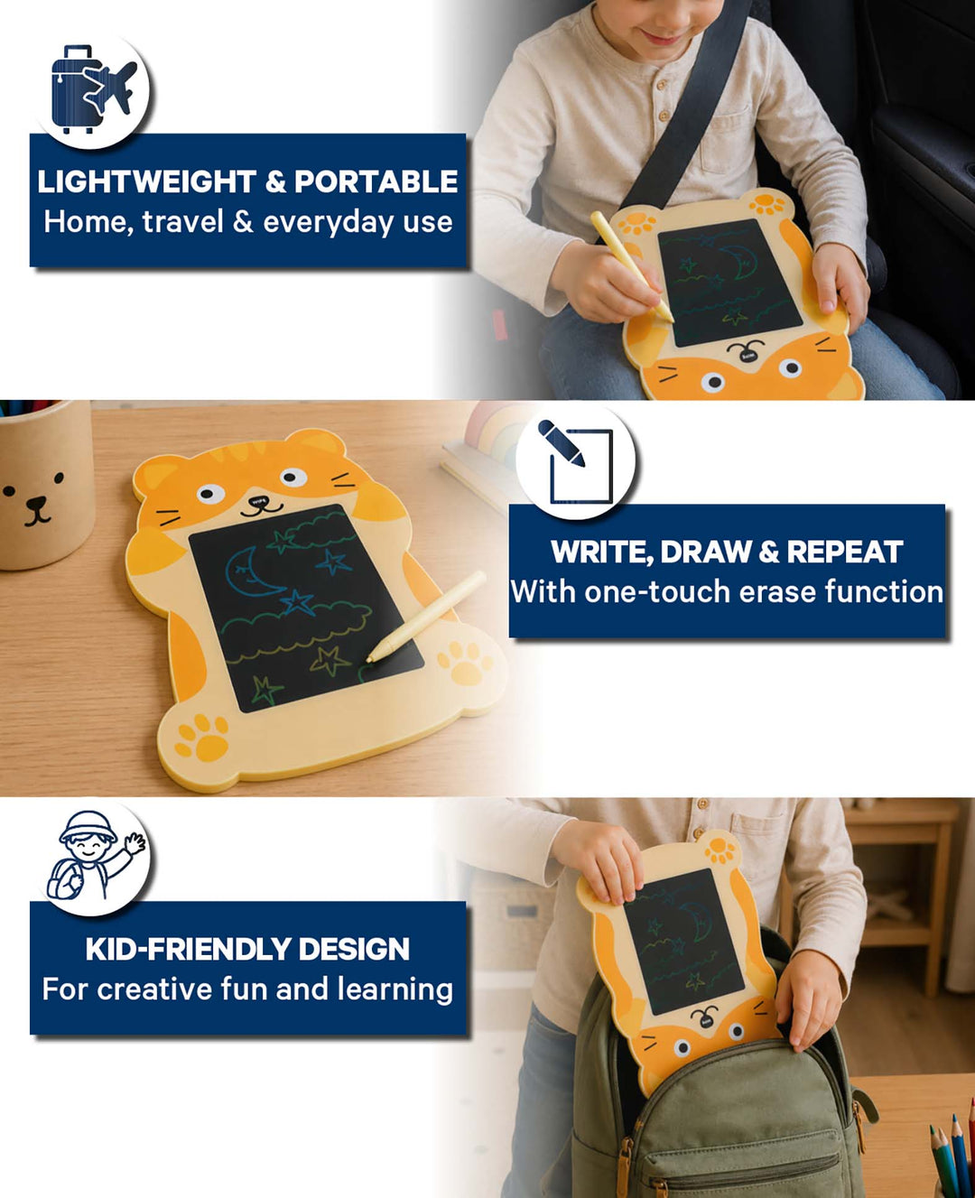 Magische LCD Schreibtafel gross, Tiger