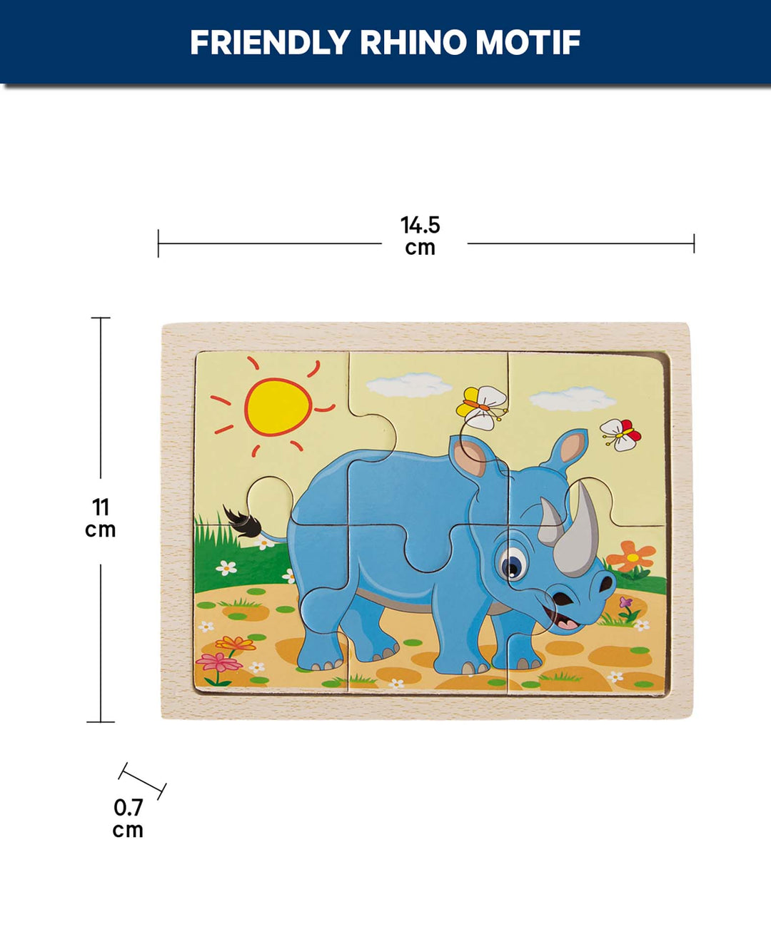 Holzpuzzle Nashorn, 6 Teile