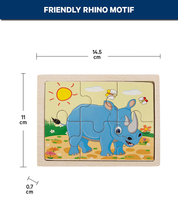 Holzpuzzle Nashorn, 6 Teile