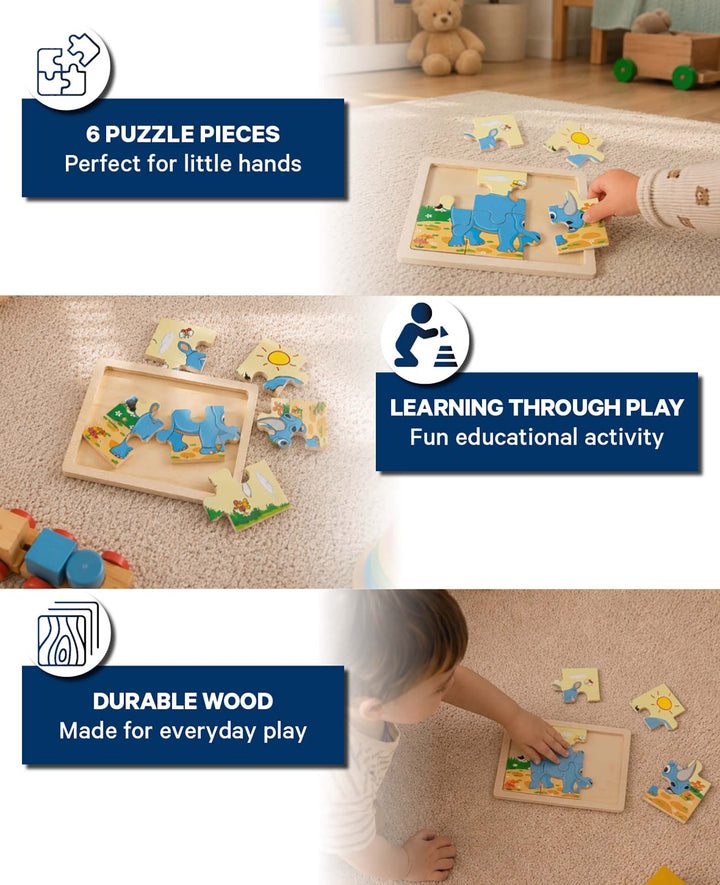 Holzpuzzle Nashorn, 6 Teile