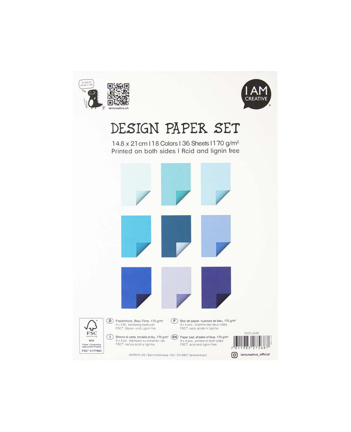 Papierblock A5, Blau-Töne