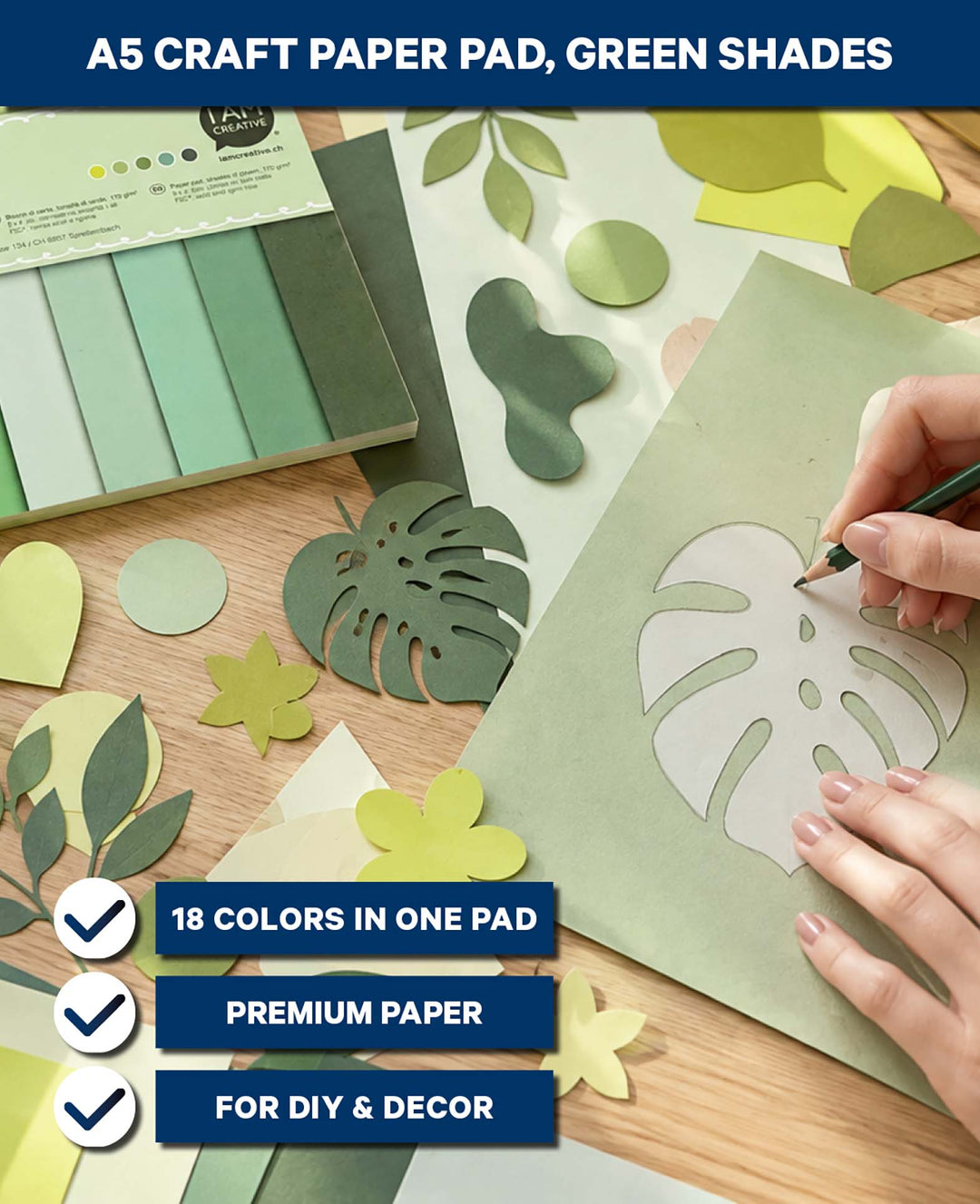 Papierblock A5, Grün-Töne