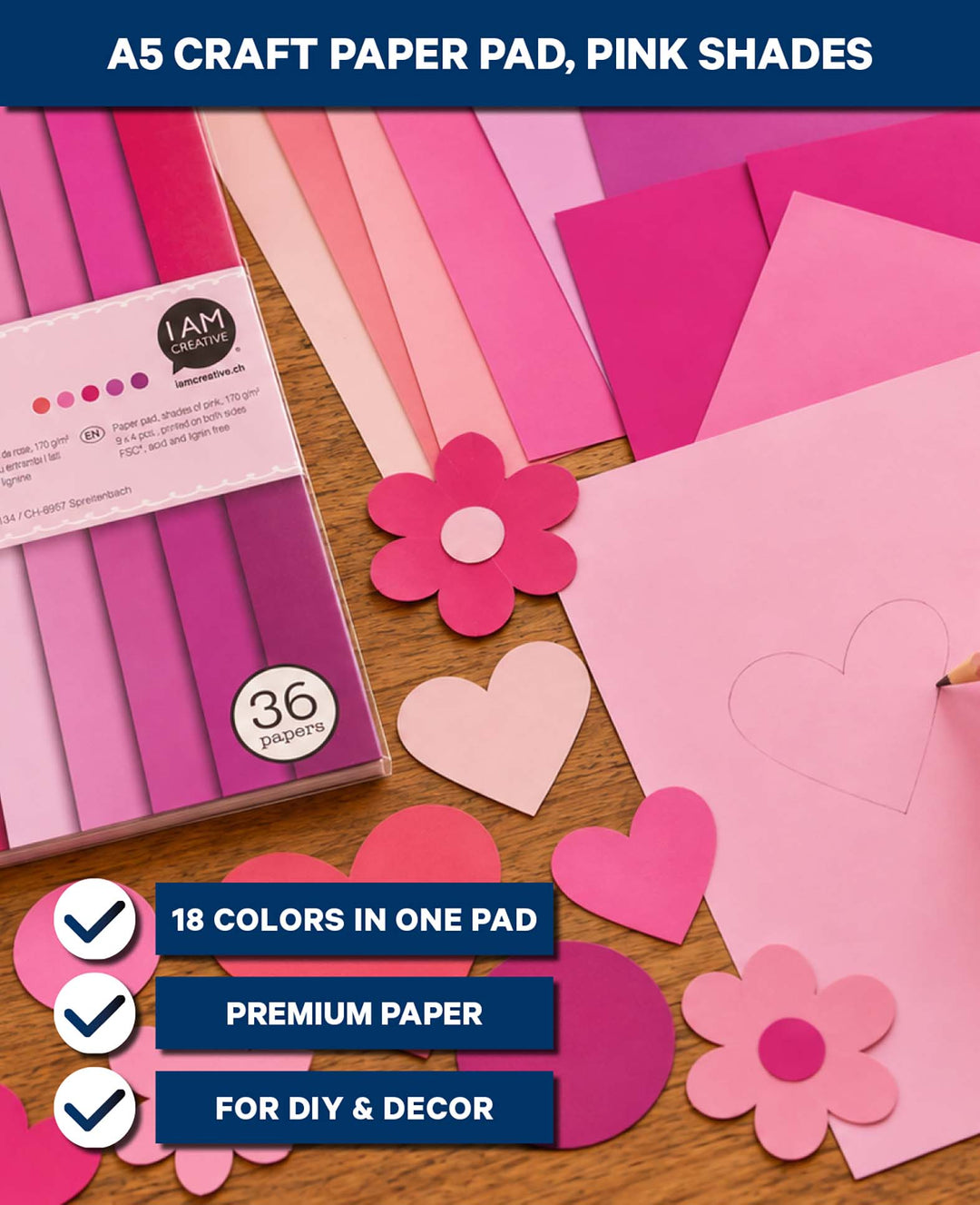 Papierblock A5, Pink-Töne