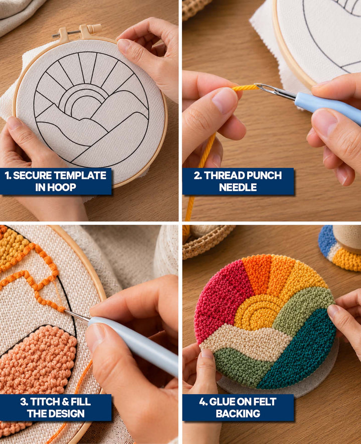 Punch Needle Coaster Set