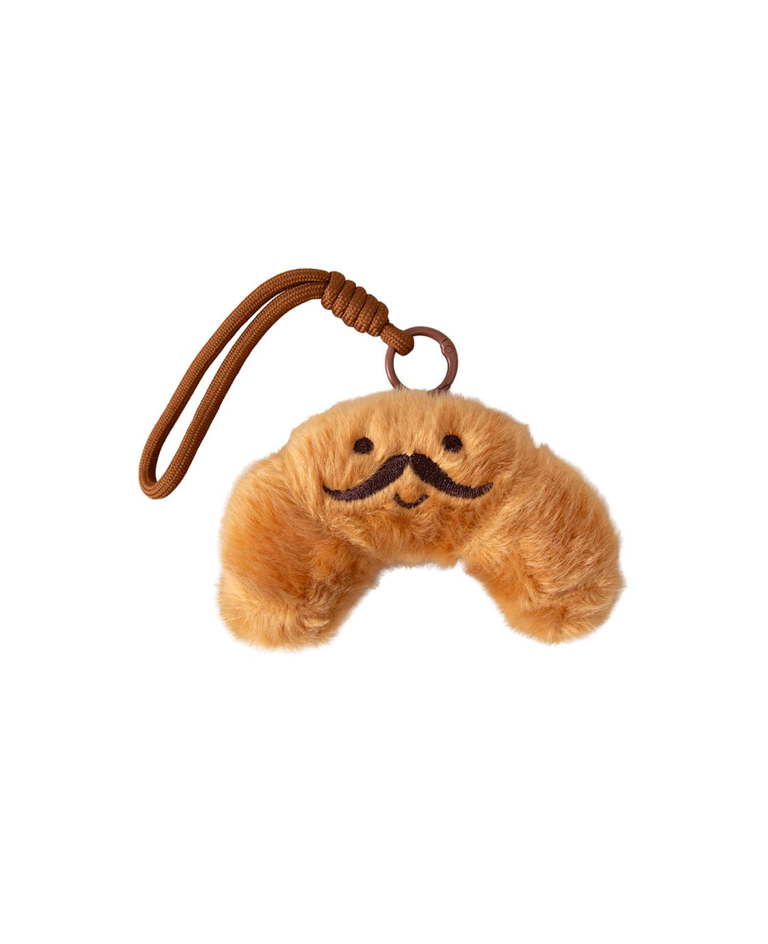 Taschenanhänger, Plüsch Croissant mit Schnurrbart, 12 x 8 cm