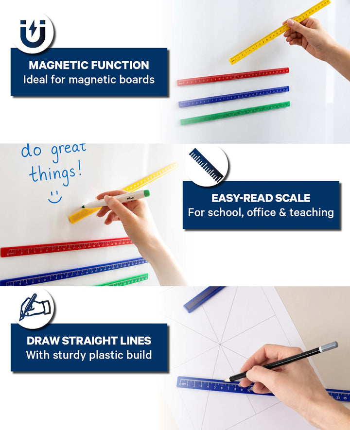 Magnetisches Lineal, Blau, 2 Stk.