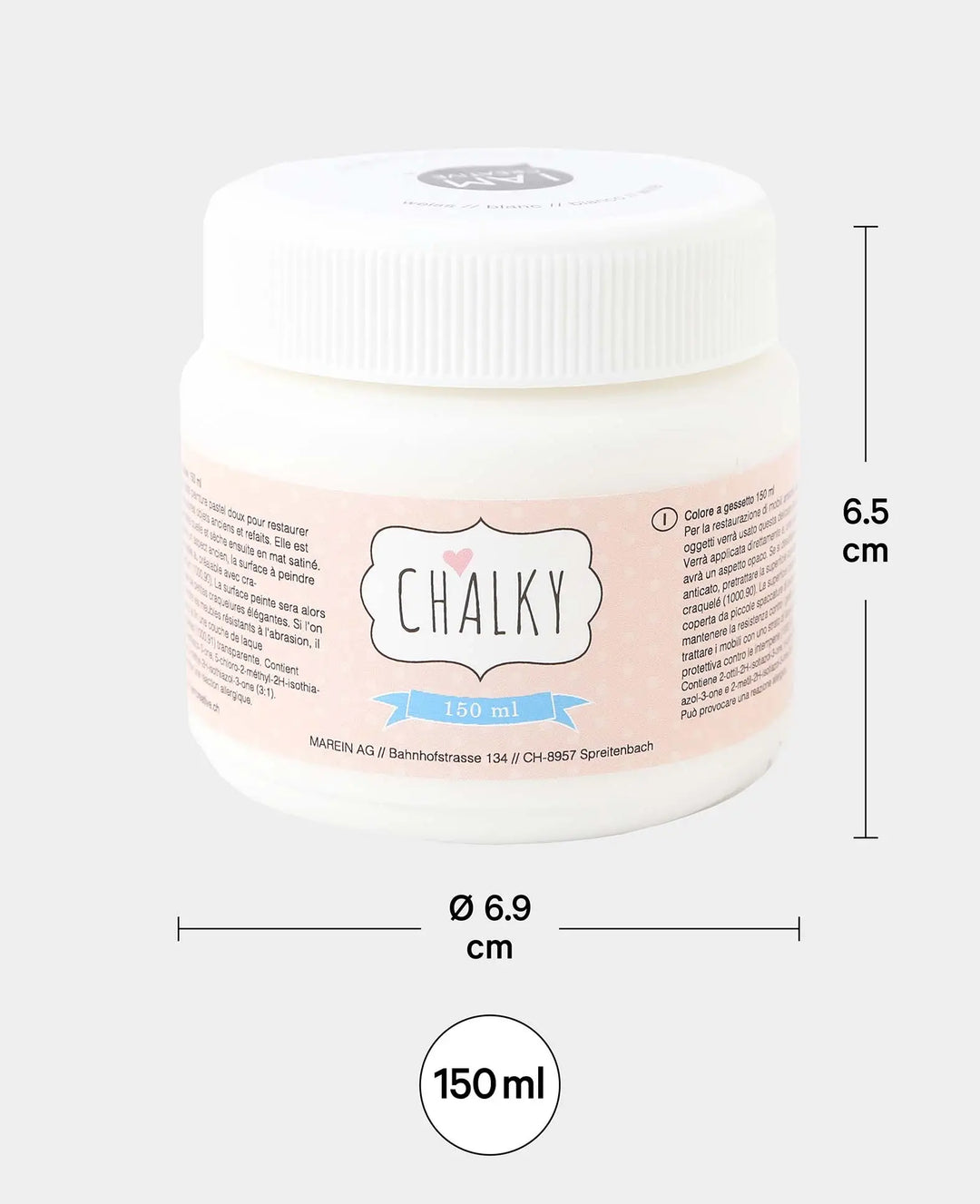 Chalky paint, shabby chic, vintage and country style DIY upcycling projects, white, 150 ml
