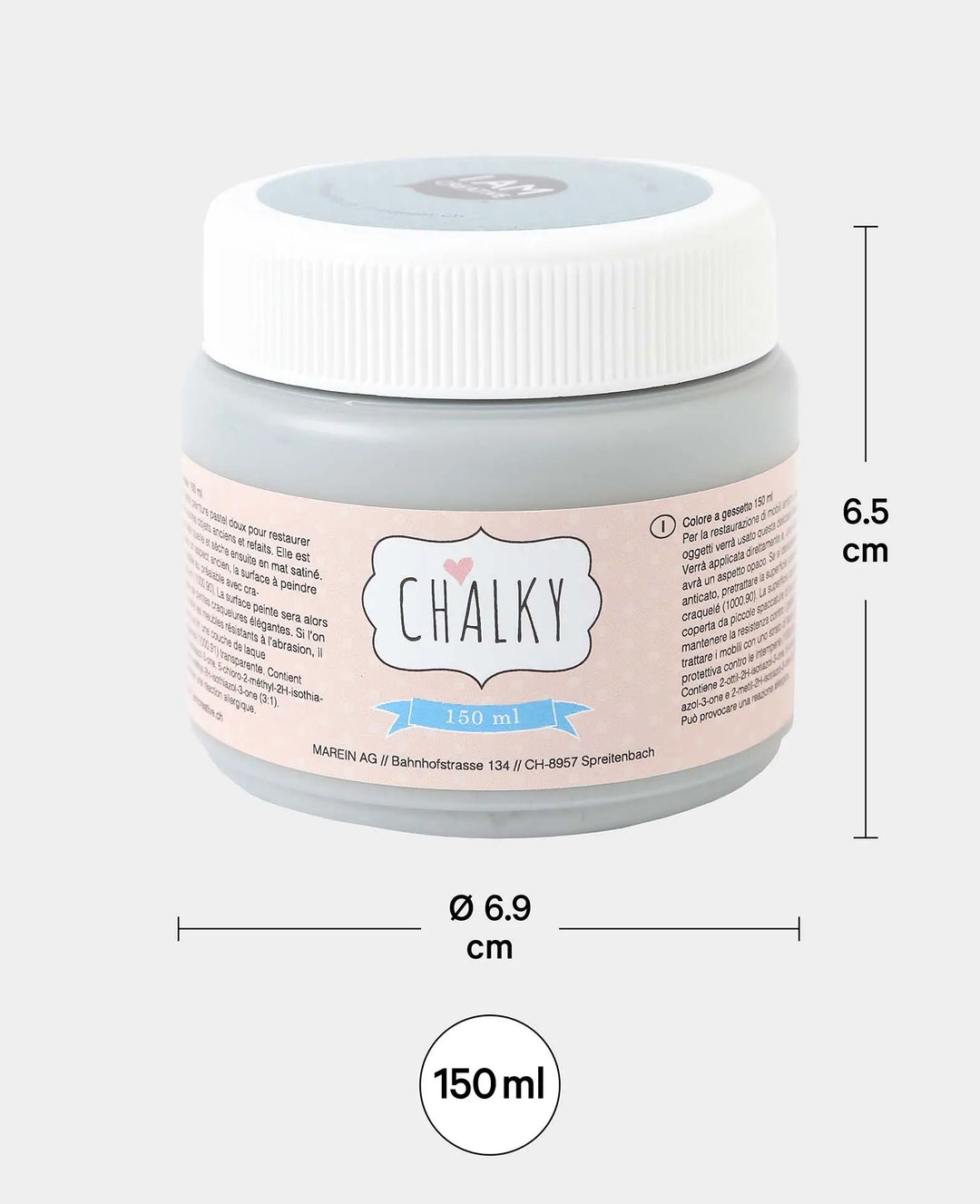 Chalky Paint, Shabby Chic, Vintage and Country Style DIY Upcycling Projects, Grey, 150 ml