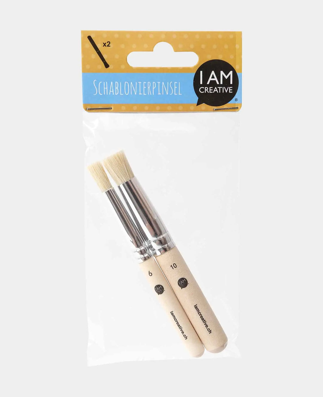 Schablonierpinsel – Naturborstenpinsel, Ø 6 &amp; 10 mm, 2 Stück