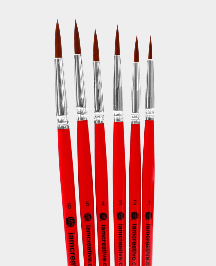 Universal Paint Brush Set – Artist Set with Round and Liner Brushes, 6 Pieces