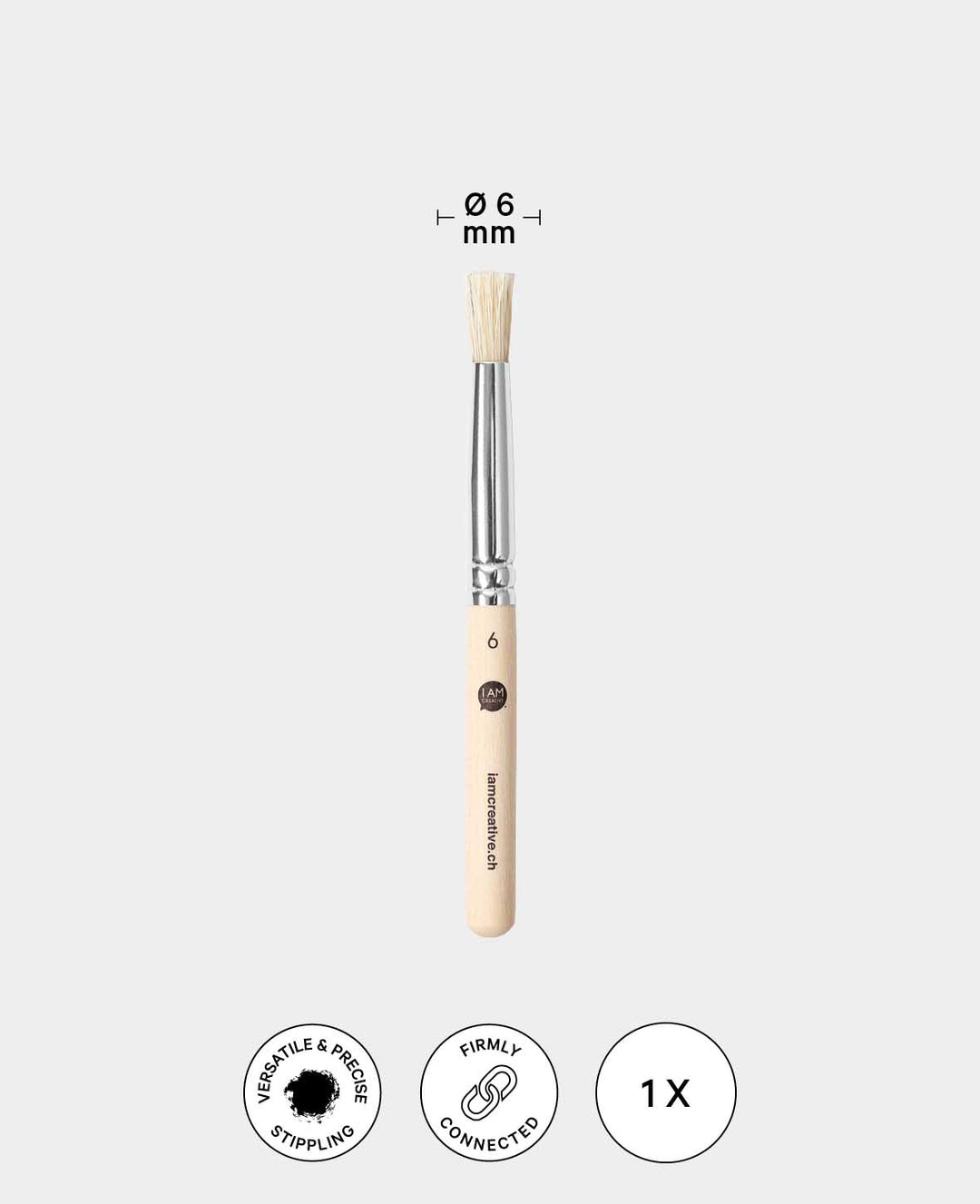 Stenciling Brush - Natural Bristle Brush, Ø 6 mm, 1 Piece